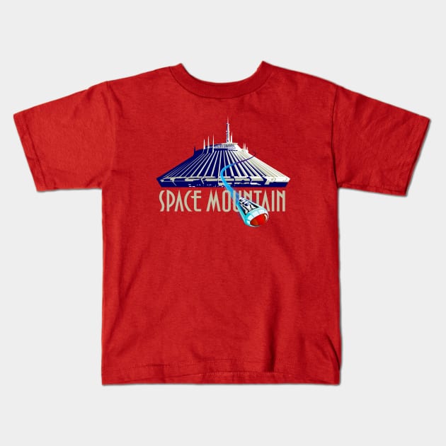 Space Mountain Retro Style - White Kids T-Shirt by Blake Dumesnil Designs